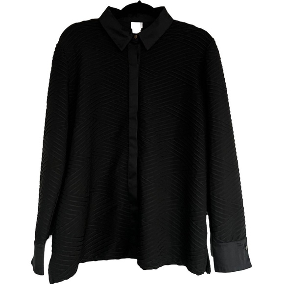 Chico's black Button Down long sleeves 2 size Large/12 - Picture 1 of 6